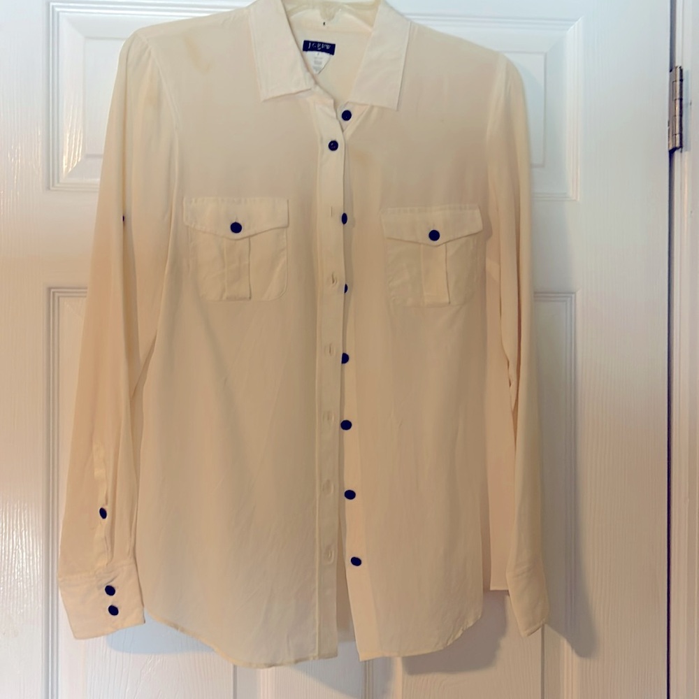 J. Crew cream silk size S blouse